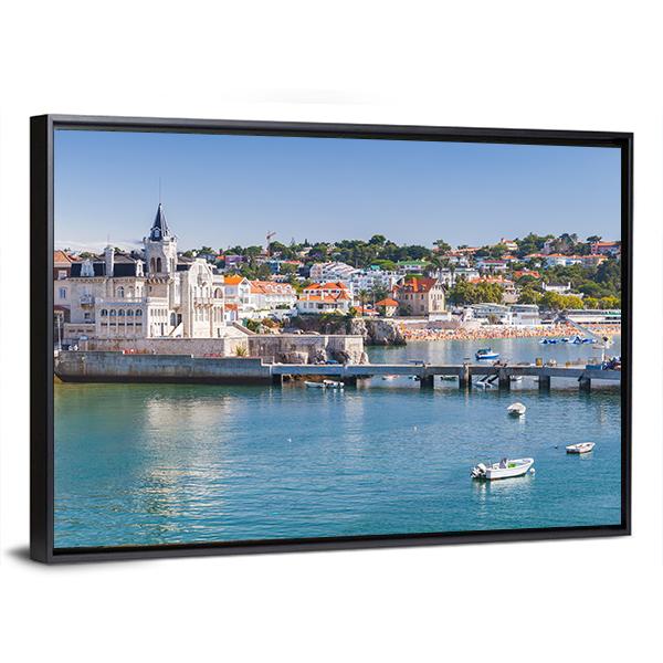 Seaside Cityscape Of Cascais Canvas Wall Art-3 Horizontal-Gallery Wrap-25" x 16"-Tiaracle