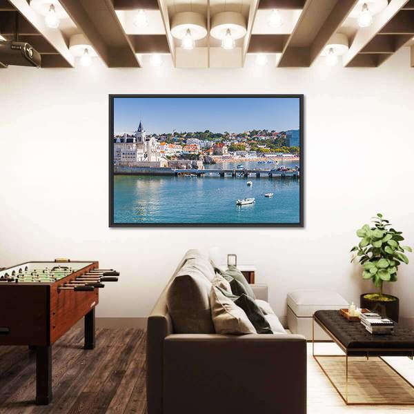 Seaside Cityscape Of Cascais Canvas Wall Art-3 Horizontal-Gallery Wrap-25" x 16"-Tiaracle