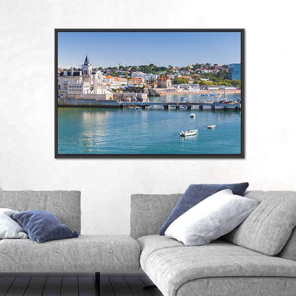 Seaside Cityscape Of Cascais Canvas Wall Art-3 Horizontal-Gallery Wrap-25" x 16"-Tiaracle