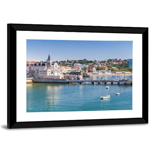 Seaside Cityscape Of Cascais Canvas Wall Art-3 Horizontal-Gallery Wrap-25" x 16"-Tiaracle