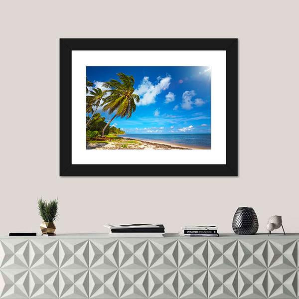 Seaside View Under Blue Sky Canvas Wall Art-1 Piece-Framed Print-20" x 16"-Tiaracle