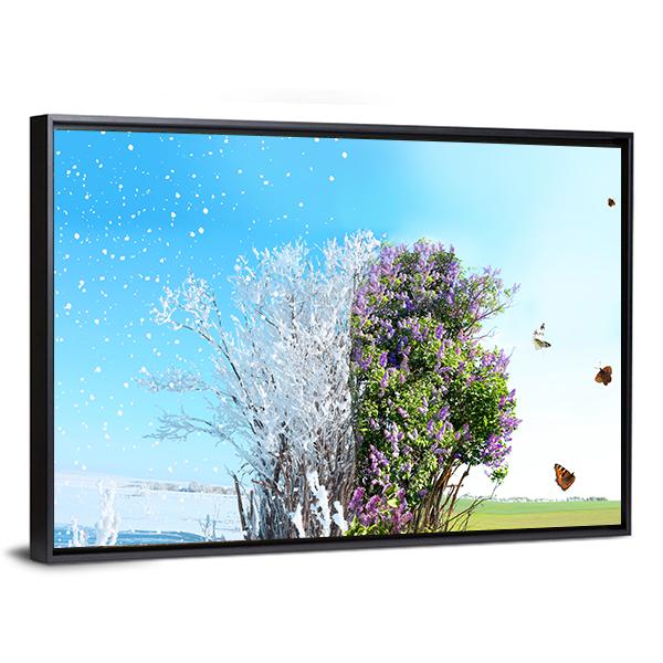 Season Change From Winter To Spring Canvas Wall Art-3 Horizontal-Gallery Wrap-25" x 16"-Tiaracle