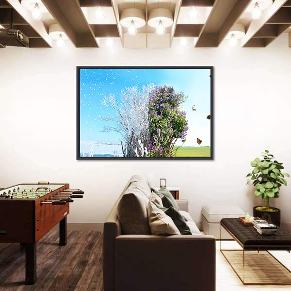 Season Change From Winter To Spring Canvas Wall Art-3 Horizontal-Gallery Wrap-25" x 16"-Tiaracle
