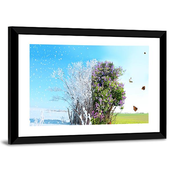 Season Change From Winter To Spring Canvas Wall Art-3 Horizontal-Gallery Wrap-25" x 16"-Tiaracle