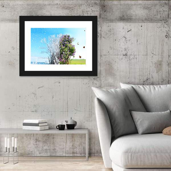 Season Change From Winter To Spring Canvas Wall Art-3 Horizontal-Gallery Wrap-25" x 16"-Tiaracle