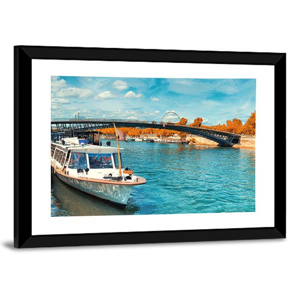 Seine River In Autumn Canvas Wall Art-3 Horizontal-Gallery Wrap-25" x 16"-Tiaracle