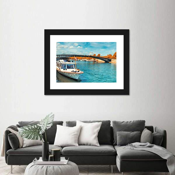 Seine River In Autumn Canvas Wall Art-3 Horizontal-Gallery Wrap-25" x 16"-Tiaracle
