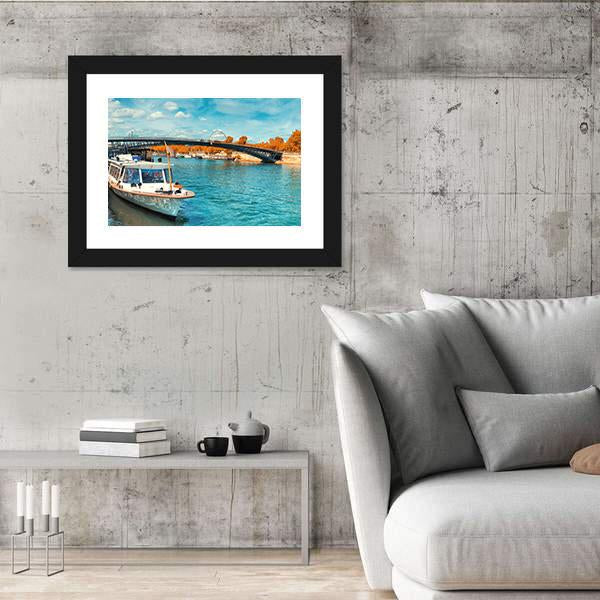 Seine River In Autumn Canvas Wall Art-3 Horizontal-Gallery Wrap-25" x 16"-Tiaracle