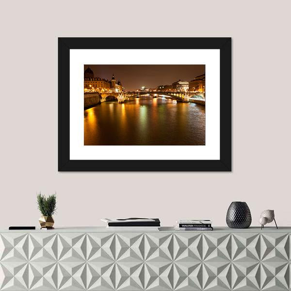 Seine River With Pont Notre Dame In Paris Canvas Wall Art-1 Piece-Framed Print-20" x 16"-Tiaracle