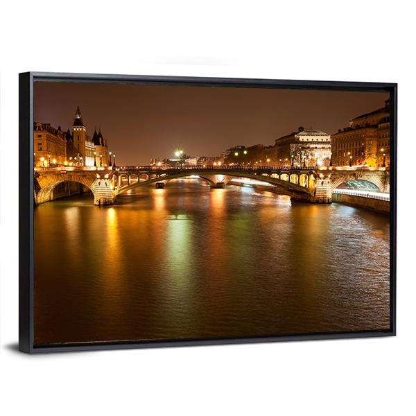 Seine River With Pont Notre Dame In Paris Canvas Wall Art-3 Horizontal-Gallery Wrap-25" x 16"-Tiaracle