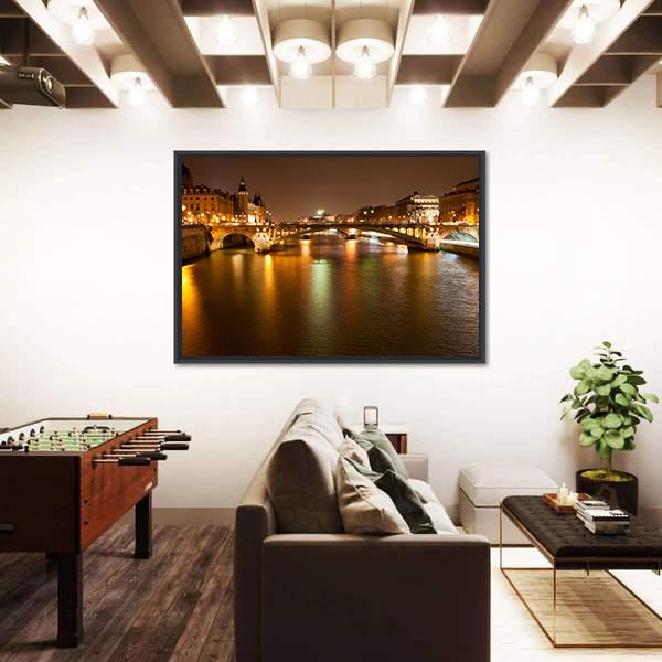 Seine River With Pont Notre Dame In Paris Canvas Wall Art-3 Horizontal-Gallery Wrap-25" x 16"-Tiaracle