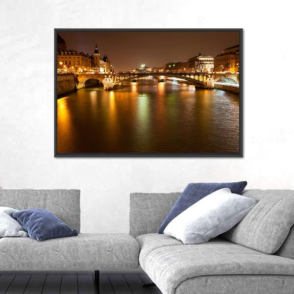 Seine River With Pont Notre Dame In Paris Canvas Wall Art-3 Horizontal-Gallery Wrap-25" x 16"-Tiaracle