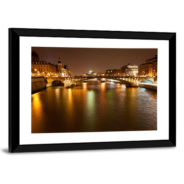 Seine River With Pont Notre Dame In Paris Canvas Wall Art-3 Horizontal-Gallery Wrap-25" x 16"-Tiaracle