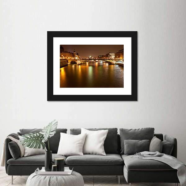 Seine River With Pont Notre Dame In Paris Canvas Wall Art-3 Horizontal-Gallery Wrap-25" x 16"-Tiaracle