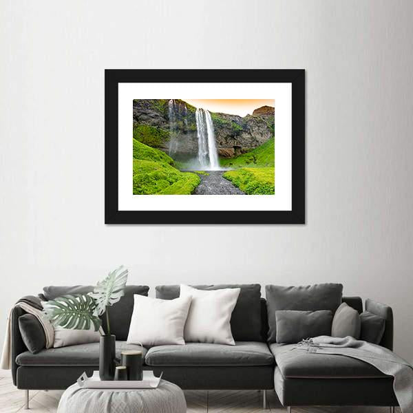 Seljandsfoss Waterfall In Iceland Canvas Wall Art-1 Piece-Framed Print-20" x 16"-Tiaracle