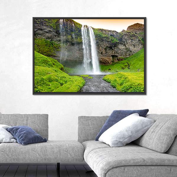 Seljandsfoss Waterfall In Iceland Canvas Wall Art-5 Horizontal-Gallery Wrap-22" x 12"-Tiaracle