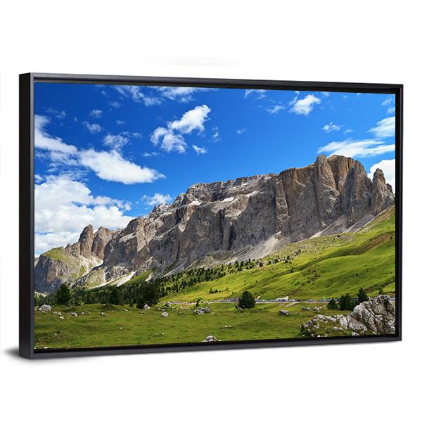Sella Mountain In Italian Dolomites Canvas Wall Art-3 Horizontal-Gallery Wrap-25" x 16"-Tiaracle