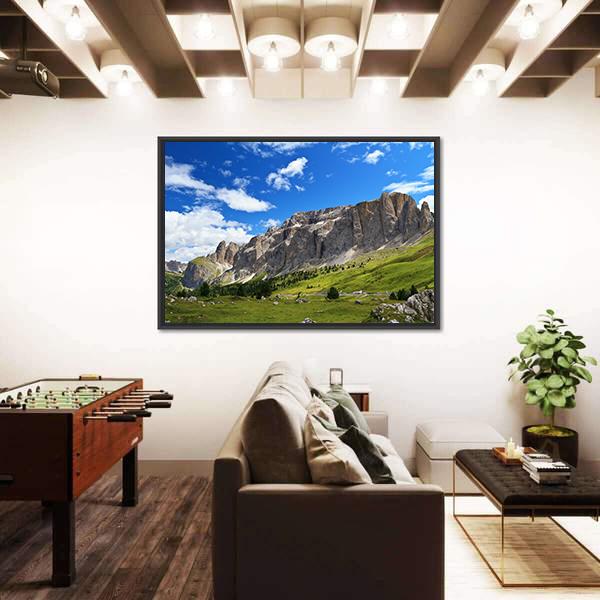 Sella Mountain In Italian Dolomites Canvas Wall Art-3 Horizontal-Gallery Wrap-25" x 16"-Tiaracle