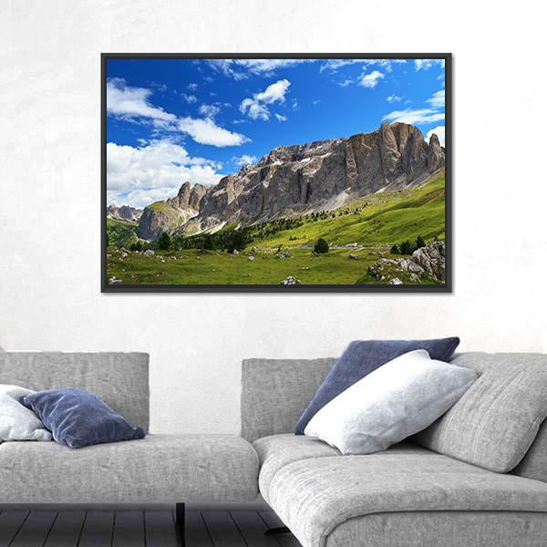 Sella Mountain In Italian Dolomites Canvas Wall Art-3 Horizontal-Gallery Wrap-25" x 16"-Tiaracle