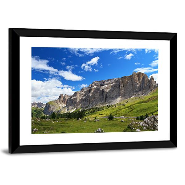 Sella Mountain In Italian Dolomites Canvas Wall Art-3 Horizontal-Gallery Wrap-25" x 16"-Tiaracle