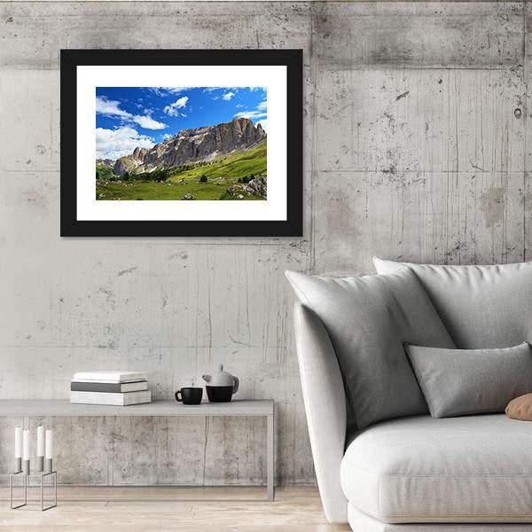Sella Mountain In Italian Dolomites Canvas Wall Art-3 Horizontal-Gallery Wrap-25" x 16"-Tiaracle