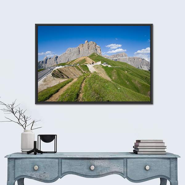 Sella Pass Italy Canvas Wall Art-1 Piece-Floating Frame-24" x 16"-Tiaracle