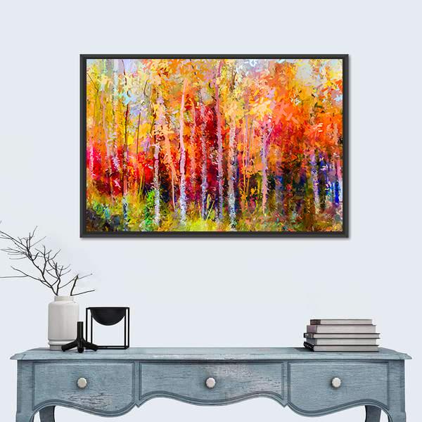 Semi Abstract Paintings Image Of Forest Canvas Wall Art-1 Piece-Floating Frame-24&quot; x 16&quot;-Tiaracle