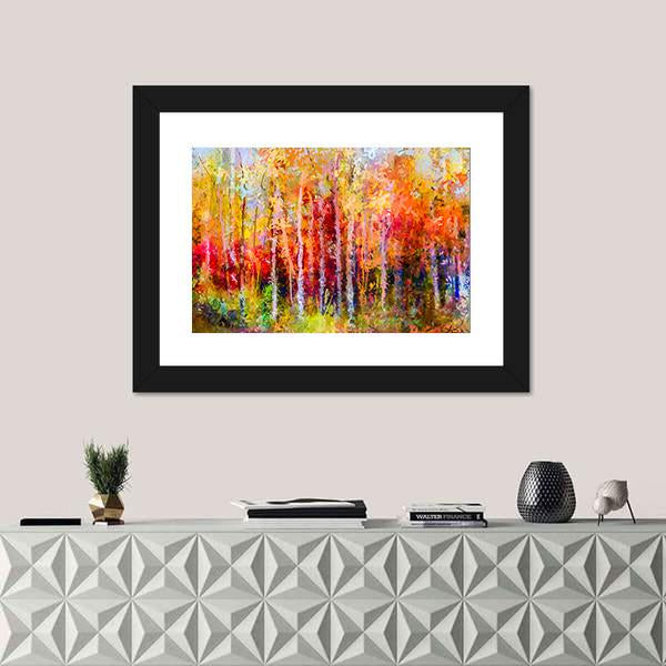 Semi Abstract Paintings Image Of Forest Canvas Wall Art-1 Piece-Framed Print-20" x 16"-Tiaracle