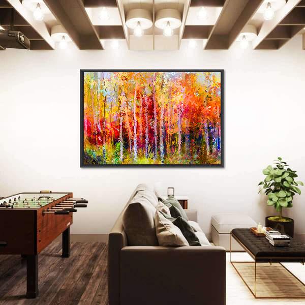 Semi Abstract Paintings Image Of Forest Canvas Wall Art-3 Horizontal-Gallery Wrap-25" x 16"-Tiaracle
