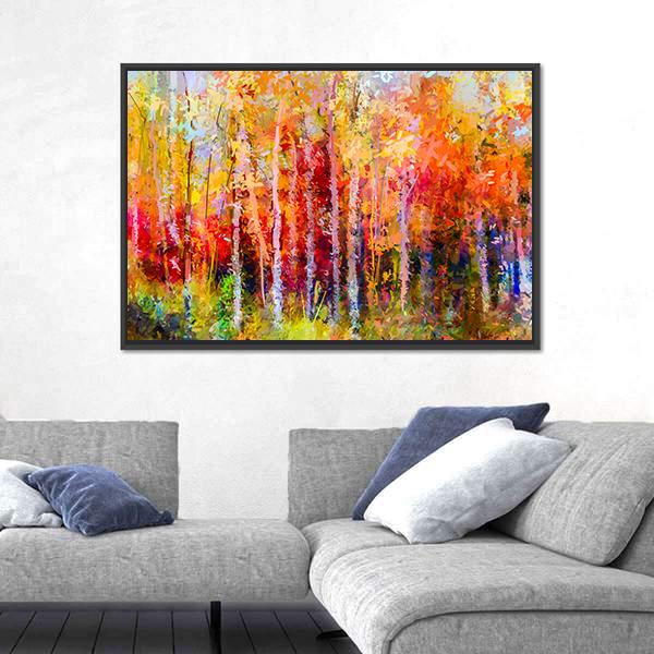 Semi Abstract Paintings Image Of Forest Canvas Wall Art-3 Horizontal-Gallery Wrap-25" x 16"-Tiaracle