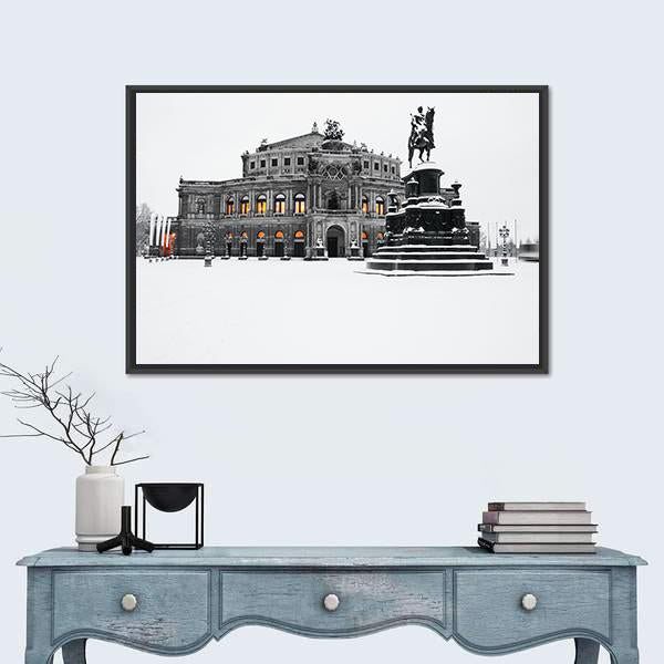 Semperoper In The Winter Time Canvas Wall Art-5 Horizontal-Gallery Wrap-22" x 12"-Tiaracle