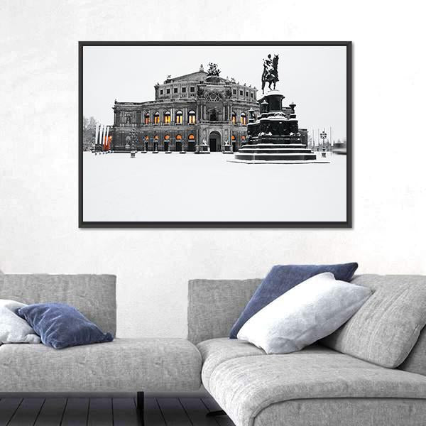 Semperoper In The Winter Time Canvas Wall Art-5 Horizontal-Gallery Wrap-22" x 12"-Tiaracle