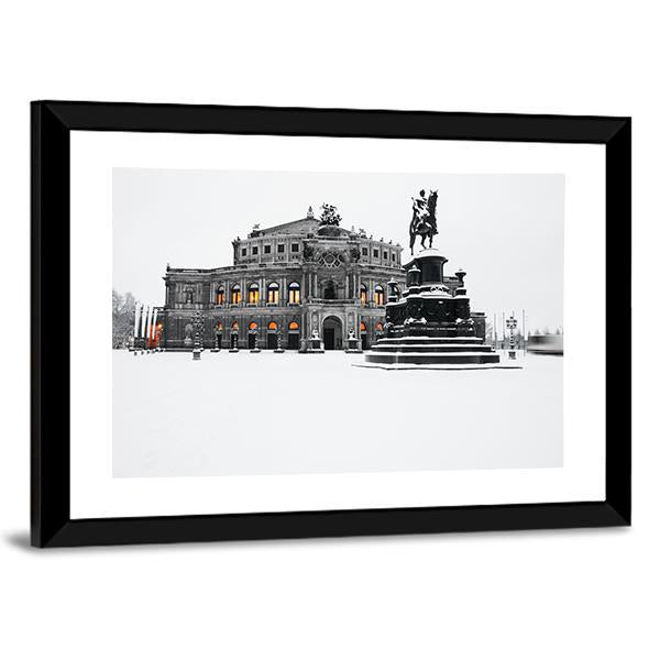 Semperoper In The Winter Time Canvas Wall Art-5 Horizontal-Gallery Wrap-22" x 12"-Tiaracle