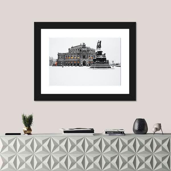 Semperoper In The Winter Time Canvas Wall Art-5 Horizontal-Gallery Wrap-22" x 12"-Tiaracle