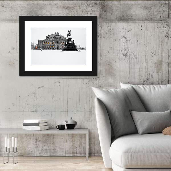 Semperoper In The Winter Time Canvas Wall Art-5 Horizontal-Gallery Wrap-22" x 12"-Tiaracle