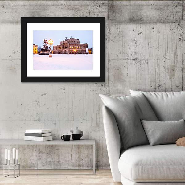 Semperoper In The Winter Time Canvas Wall Art-5 Horizontal-Gallery Wrap-22" x 12"-Tiaracle