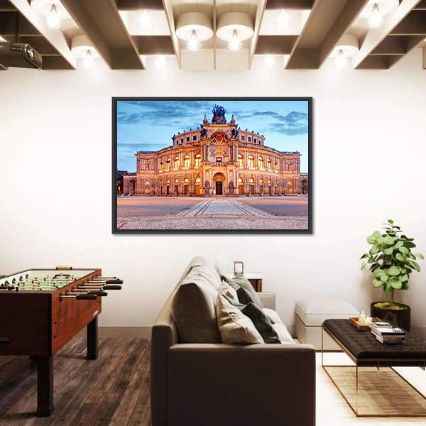 Semperoper Opera Building In Dresden Canvas Wall Art-1 Piece-Floating Frame-36" x 24"-Tiaracle