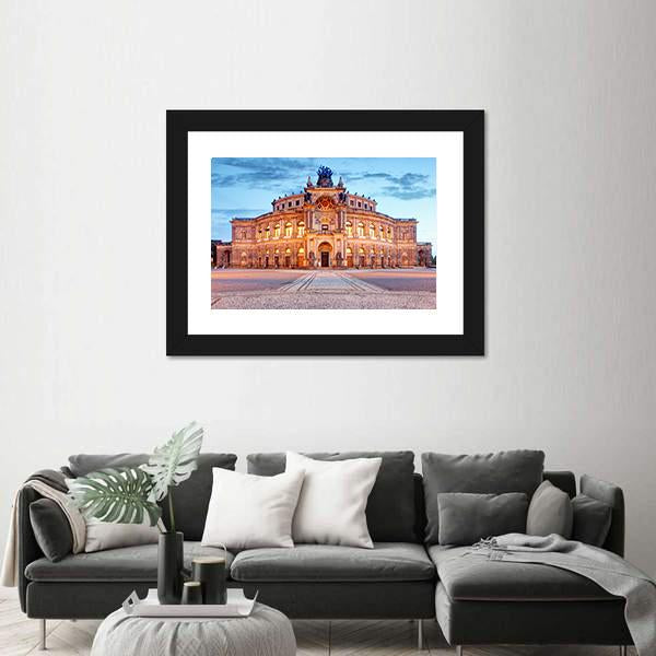 Semperoper Opera Building In Dresden Canvas Wall Art-1 Piece-Framed Print-42" x 14"-Tiaracle