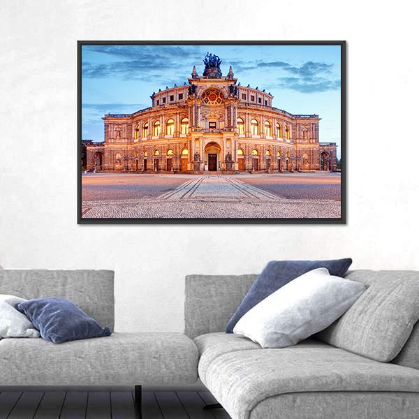 Semperoper Opera Building In Dresden Canvas Wall Art-5 Horizontal-Gallery Wrap-22" x 12"-Tiaracle