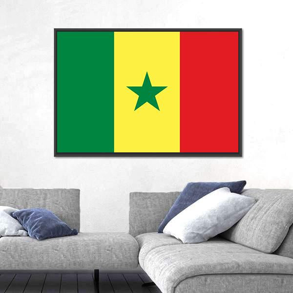 Senegal Flag Canvas Wall Art-3 Horizontal-Gallery Wrap-25" x 16"-Tiaracle