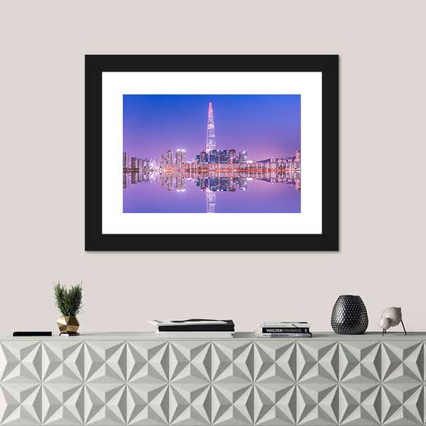 Seoul City At Night Canvas Wall Art-1 Piece-Framed Print-20" x 16"-Tiaracle