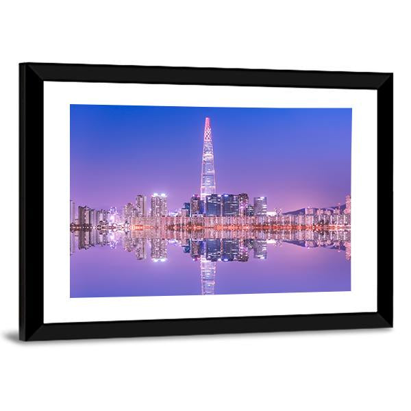 Seoul City At Night Canvas Wall Art-3 Horizontal-Gallery Wrap-25" x 16"-Tiaracle
