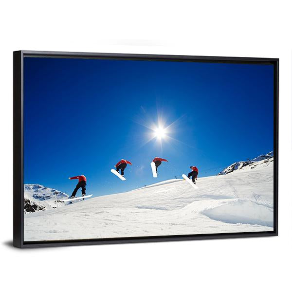 Sequence Shot Of Snowboarder Going Over Jump Canvas Wall Art-5 Horizontal-Gallery Wrap-22" x 12"-Tiaracle