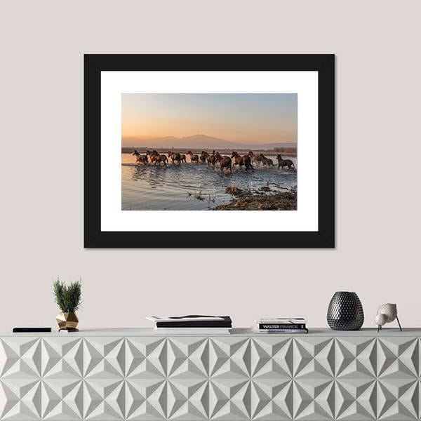 Sequenced Wild Horses Canvas Wall Art-1 Piece-Framed Print-30" x 20"-Tiaracle