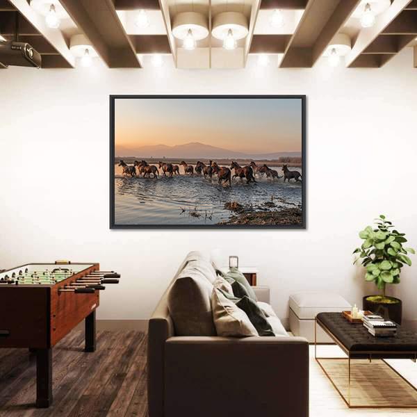 Sequenced Wild Horses Canvas Wall Art-5 Horizontal-Gallery Wrap-22" x 12"-Tiaracle