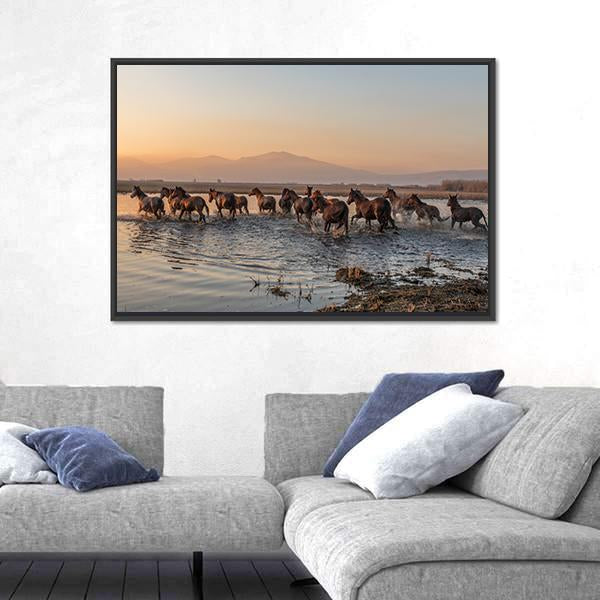 Sequenced Wild Horses Canvas Wall Art-5 Horizontal-Gallery Wrap-22" x 12"-Tiaracle