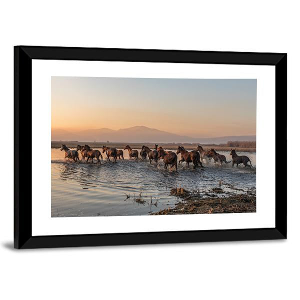 Sequenced Wild Horses Canvas Wall Art-5 Horizontal-Gallery Wrap-22" x 12"-Tiaracle