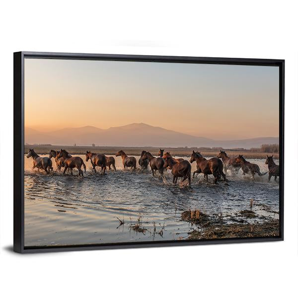 Sequenced Wild Horses Canvas Wall Art-5 Horizontal-Gallery Wrap-22" x 12"-Tiaracle