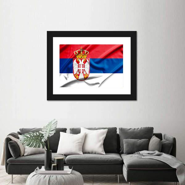 Serbia Flag Canvas Wall Art-1 Piece-Framed Print-20" x 16"-Tiaracle