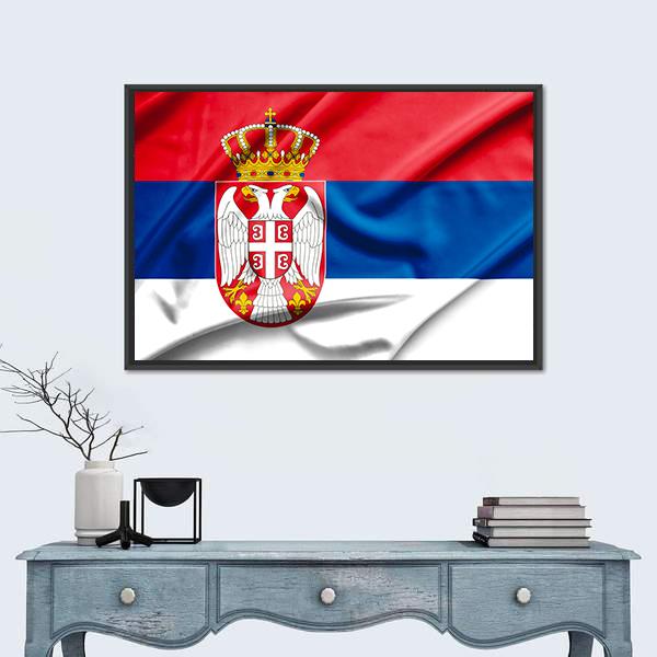 Serbia Flag Canvas Wall Art-5 Horizontal-Gallery Wrap-22" x 12"-Tiaracle
